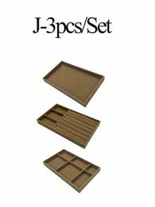 首饰托盘收纳盒，项链耳环戒指展示收纳盒，可堆叠首饰盒化妆品收纳盒，适用于耳环、项链、戒指、手链、吊坠、珍珠等饰品。 - 棕色 - 查看 31