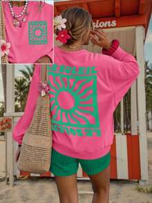 DrmWander Vacation,Spring,Resort Wear Women Spring Summer Sweatshirt Beach - Hot Pink - View 3