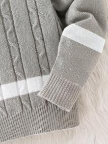 SHEIN Sweter z okrągłym dekoltem w stylu koreańskim dla chłopców, idealny do dojazdów do pracy, szkoły, na co dzień, do sportu, na jesień/zimę - Wielokolorowe - Zobacz 7