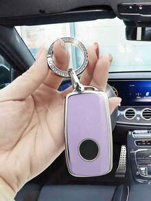 Luxury Purple Diamond Teddy Bear Keychain + Car Violet Anti-Drop Key Cover, Suitable For Vw/Passat/Teana/Sagitar/Superb/Douqi Yakkie/C-Trek/Xinrui Special Use - A - View 2