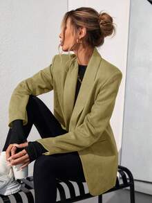 Aveloria Modichic Solid Color Fashionable Commuting OL Office Lady Design Suit Blazer  - Yellow - View 3