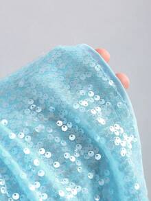 Sweetra Women's New Summer Dress, New Year, Halloween, Christmas Costume, Thanksgiving Outfit, Suitable For Party, Commute, Daily, Travel, Holiday, Women's Sequin Dress, Shiny Dress, Glitter Dress, Summer Dress, Christmas Party Dress, Women's Party Dress, Women's Beach Outfit, Women's Beach Dress, Cinched Waist Bow Design A-Line Sleeveless Mini Dress - Blue - View 7