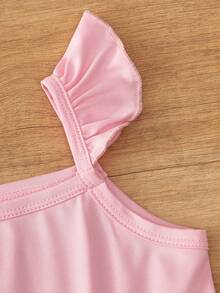 SHEIN Vintaside Kids 三件装女婴荷叶边吊带连衣裙，条纹配彩色花卉/粉色图案，甜美可爱，适合夏季玩耍和度假。 - 彩色 - 查看 11