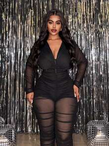 Slaydiva Hàng mới về Xuân/Hè, Quần áo nữ mùa thu, Quần áo nữ mùa đông, Trang phục lễ hội âm nhạc Halloween mới, Váy sinh nhật cho nữ, Trang phục hàng ngày, Cơ bản đa năng, Thường ngày, Kỳ nghỉ, Du lịch biển, Bãi biển, Tắm nắng, Xu hướng thịnh hành, Áo len dài tay màu đen trơn xếp ly dành cho nữ, Quần dài ôm gợi cảm, Áo liền quần cỡ lớn. - màu đen - Xem 15