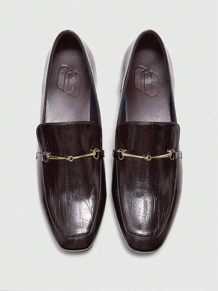 CUCCOO BIZCHIC Women Shoes Small Square Toe Flat Bottom Low Heel New Brown Embossed Fabric Comfortable And Versatile Slip-On Classic Loafers Women's Shoes Women's Flat Shoes Light Commuter Women's Shoes Valentine's Day