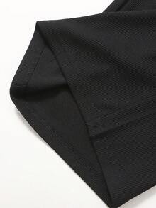 SHEIN 少女蝴蝶印花圆领短袖T恤和阔腿裤休闲套装 - 黑色 - 查看 7