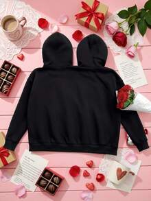 Elamini Áo hoodie đôi màu đen, trang phục thể thao ôm sát hài hước dành cho người yêu, bạn bè, quà Giáng sinh. - màu đen - Xem 3