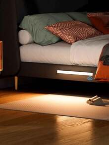 1pc LED Wireless Motion Sensor Cabinet Light, USB Rechargeable Night Light For Lighting In Kitchen, Bedroom, Cabinet, Wardrobe, Stairs, Hallway, Kitchen Accessories, Kitchen Decor, Bedroom Decor, Bedroom, Lights, Light, Kitchen, Stair Lights - Smart Induction Cabinet Light - View 5