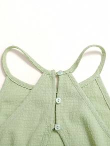 SHEIN Vestido sin mangas con volantes en el bajo para niña preadolescente de unicolor - Verde - Ver 7