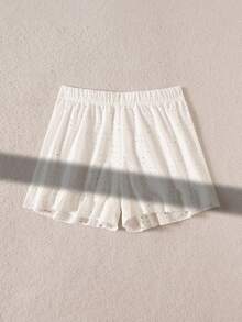 Bonvoyette 春夏新款白色单层梭织短裤，优雅度假风女士泳装下装 - 白色 - 查看 9