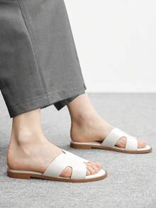 CUCCOO BIZCHIC Women's Casual Versatile Slip-On Flat Sandals Valentine's Day - White - View 4