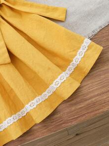 Cozy Pixies Baby Girl Floral Print Round Neck Cap Sleeve Waist Dress - Yellow - View 5