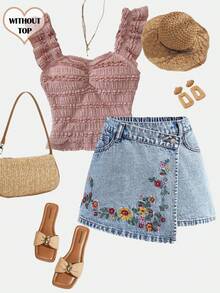 Girlism Chân váy ngắn denim màu xanh dương thêu hoa phong cách boho, thanh lịch, mềm mại, thoải mái cho bé gái tuổi teen, thích hợp mặc hàng ngày vào mùa thu đông, dạo phố, Giáng sinh, Năm mới, mùa đông. Váy denim thường ngày, váy thanh lịch, váy dự tiệc, váy đi học, váy hoa, váy họa tiết. - Rửa trung bình - Xem 6