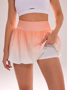 Sovereign Charm 女士夏季褶皱渐变色运动迷你裙，带侧袋 - 彩色 - 查看 5