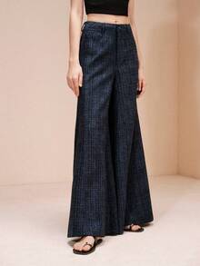 Arave 女士休闲粗花呢裤，春秋季 - 藍色 - 查看 7