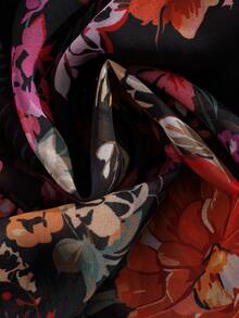 Rometta 大码雪纺连衣裙，无弹力修身女装，印花短袖，前襟纽扣，内衬防止透视，休闲浪漫优雅度假风 - 橘色 - 查看 4