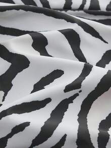 Maija Women's Vacation Beach Zebra Print Backless Halter One-Piece Swimsuit - Black - View 7