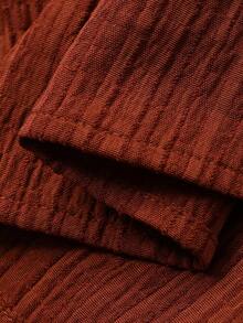 DAZY Women's Lace Ruffle Collar Tie Back Textured Chiffon Loose Lantern Sleeve Nightgown - Brown - View 9