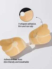 Women's Front Closure Adhesive Invisible Bra To Prevent Flashing - Apricot - View 2