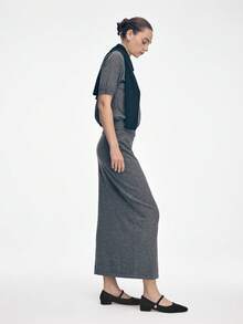 Mnmlis 女士新款灰色法式低跟尖头简约时尚羊毛玛丽珍鞋 - 夜黑 - 查看 7