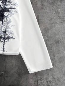 AXEPEAK Men's Casual Skull & Slogan Print Long Sleeve T-Shirt, Autumn Mens White Long Sleeve Graphic Shirt White Graphic Shirt Men White Long Sleeve Graphic Tee Gothic Long Sleeve Shirt Men Skull Graphic Long Sleeve Shirt Goth Men Long Sleeve White Graffiti Shirt Mens Long Sleeve Shirt Graphic - White - View 4