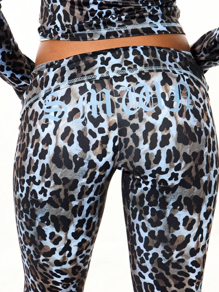 SUMWON WOMEN Leopard Print Flare Pants With Bell Bottom For Valentine's Day