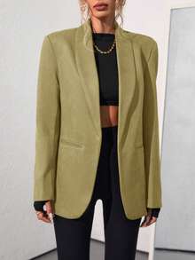 Aveloria Modichic Solid Color Fashionable Commuting OL Office Lady Design Suit Blazer  - Yellow - View 4