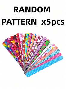 5pcs Pack Sandpaper Double Sided Printed Nail File Buffer Polishing Tool Random Pattern For Ladies Nail Care And Nail Art Back To School Nail Supplies Nail Tools Nail Art Tools Nails Press On Nails Manicure Pedicure Essential Professional DIY Beauty Salon Home Use Gift Idea - Multicolor - View 17
