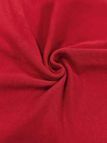 SHEIN Holidaya Women's Solid Color Round Neck Short Sleeve Casual T-Shirt With Back Slit - Red - View 5