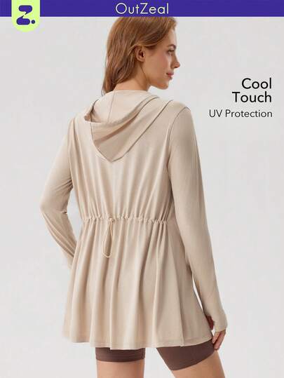 OutZeal Women Sun-Proof Jacket Summer Daily Casual UV Protection Quick-Drying Cool Touch Drawstring Waist Long Sleeve Feature Thumbhole