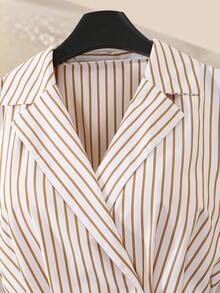 GlowEve 女士条纹印花撞色优雅中长短袖连衣裙 - 彩色 - 查看 5