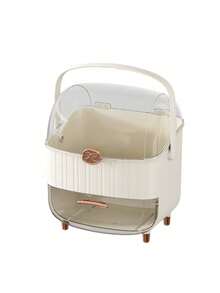 SHEIN Basic living 1个大容量化妆品收纳盒，带抽屉和透明盖 - 多层收纳，可存放化妆品、护肤品和珠宝，3种颜色可选，适用于办公桌、浴室、梳妆台，情人节礼物，秋季装饰，圣诞节装饰，男孩背包，万圣节背包，学校背包。透明背包，学校，万圣节服装。