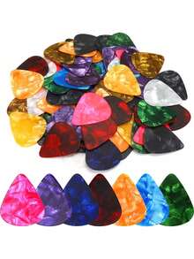 6-50 piezas Púas de guitarra Sailulu de 0,46 mm con patrones aleatorios en caja, púas con diseños de dibujos animados para guitarra, ukelele, bajo y accesorios musicales para actuaciones - Multicolor - Ver 6