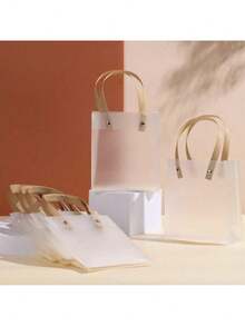 PVC透明手提袋，PP塑料磨砂礼品袋，礼品包装袋，婚礼糖果礼品袋 - 無色 - 查看 3