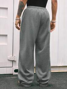 AXEPEAK Men's Casual Versatile Contrast Trim Drawstring Waist Sweatpants - Grey - View 2