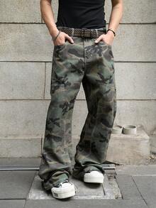 Manfinity EMRG Men's Camouflage Print Slant Pocket Casual Fashion Jeans - Multicolor - View 5