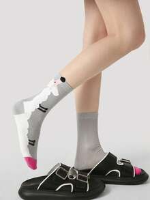 Joivida 1Pc/3pcs High Quality Cartoon Puppy Socks For Women |Dachshund | Poodle | Dalmatian | Thickened Warm Mid-Calf Socks, Soft Home Sleep Socks, Sweet Style Autumn Winter Gift ,Valentine's Day - Multicolor - View 9