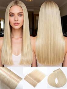 Butterfly Weft Hair Extensions Human Hair Glueless OVO Pu Hole Genius Hand Tied Invisible DIY Double Weft Hair Extensions Straight 1pc 16 Inches - S1001 - View 10
