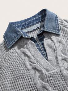 Anewsta 女士现代灰色针织高领套头毛衣 - 灰色 - 查看 3