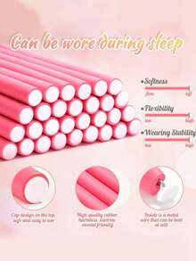 10/20/30/40/50支装柔性泡沫卷发棒，带尖尾梳，日常、旅行和睡眠造型工具，免烫不伤发，柔软睡眠卷发棒，通用隔热棒，冷烫棒，美发造型工具，生日礼物、节日礼物、母亲节礼物、卷发器、卷发棒、圣诞节礼物、卷发棒、卷发器、卷发工具 - 彩色 - 查看 2