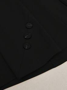 EMERY ROSE Solid Double Button Lapel Neck Blazer For Spring And Autumn Fall Cloth For Women - Black - View 3