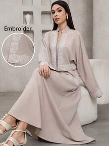 Veilorie 新款刺绣休闲度假日常百搭两件套 - 摩卡棕 - 查看 3