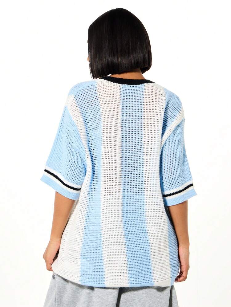 SUMWON WOMEN Argentina Crochet Oversized Top With Number Print