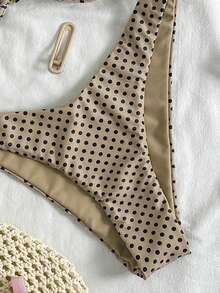 Swim MOD 2pcs/Set Polka Dot Random Print Underwire Bikini Top And High Cut Swim Bottoms Sexy Swimsuit Set, Spring/Summer - Multicolor - View 5