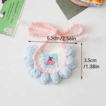 PETSIN 1pc Soft Breathable Skin Friendly Washable Adjustable Handmade Knitted Pet Collar Plaid Floral Cartoon Cherry Embroidered Bow Decor Macaron Morandi Color Cat Necklace Small Dog Scarf Bib Bandana Accessories For Christmas Pet Birthday Pet Owners Dog Cat Lovers Daily Wear Outdoor Walking Family Gatherings Photo Shooting Spring Summer Autumn Pet Fashion Handmade Pet Accessories Dog Jewelry Cat Collar Small Dog Accessories - Multicolor - View 18