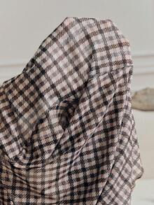 Anewsta 女士时尚复古棕色格子修身轻薄长袖夏季上衣 - 棕色 - 查看 7