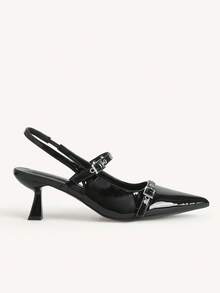 CUCCOO CHICEST Women's Pointed Toe Buckle Design Elegant High Heels For Daily Commute - Black - View 6