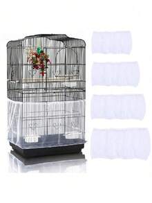 1pc Random Color Edge Elastic High Density Mesh Bird Cage Cover, Dust Proof Protection, Suitable For Birds All Seasons - White - View 1