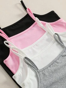 Sparklyn Bộ 5 áo lót hai dây đơn giản, màu trơn, mềm mại và thoải mái dành cho bé gái. - Nhiều màu - Xem 6