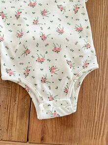 LMoss Kids 3件套女婴针织花卉小熊图案荷叶边领休闲连体衣套装 - 彩色 - 查看 5